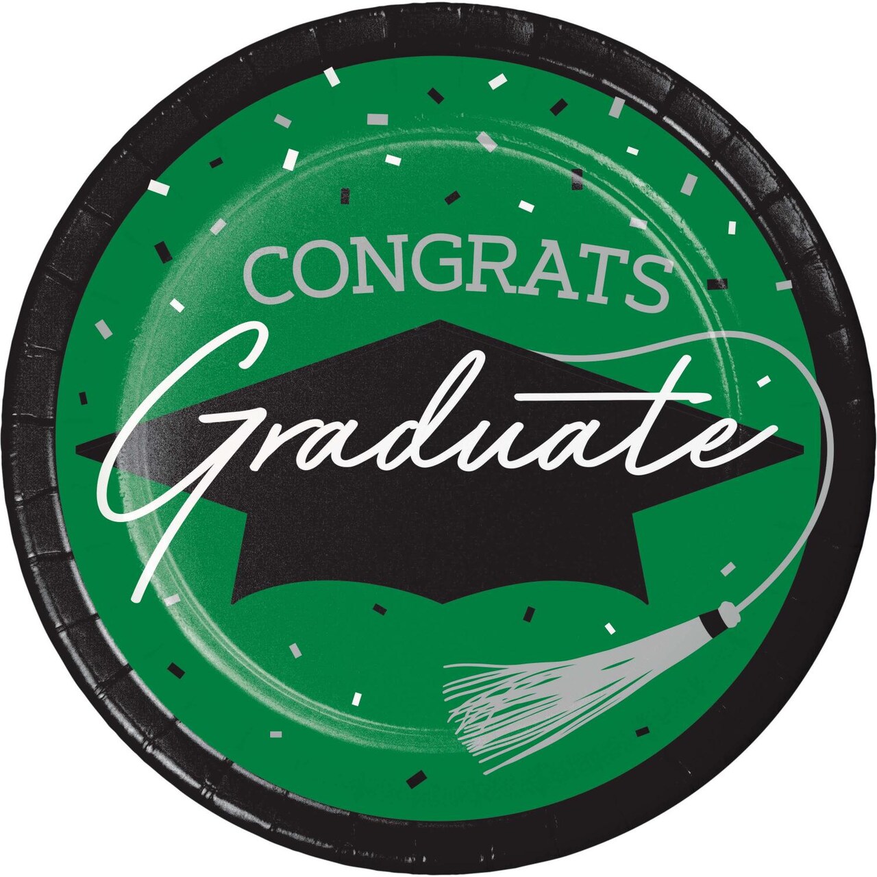 Emerald Green Graduation Paper 6.75 Inch Dessert Plates (18/Pkg)